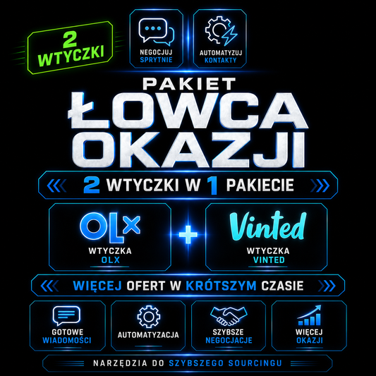 Łowca okazji: E-book z instrukcją + Wtyczki OLX i Vinted